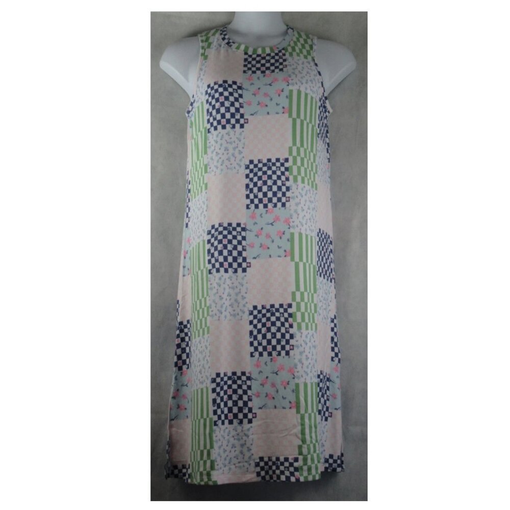 Roudelain Women's Sleeveless Nightgown, Patchwork Multicolor, Medium